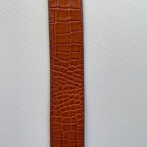 Levenger Women's Faux Croc Synthetic Leather Cognac Color Belt - Picture 9 of 12